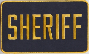 SHERIFF Gold on Navy Blue Back Panel Patch 8.5" wide by 5.25" high